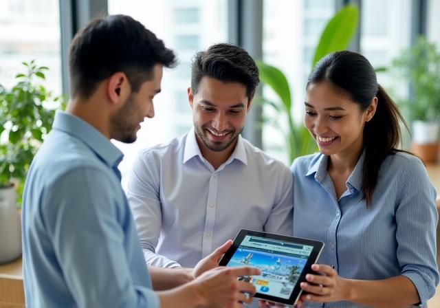 Riverbend Adventures support team assisting a client with documents